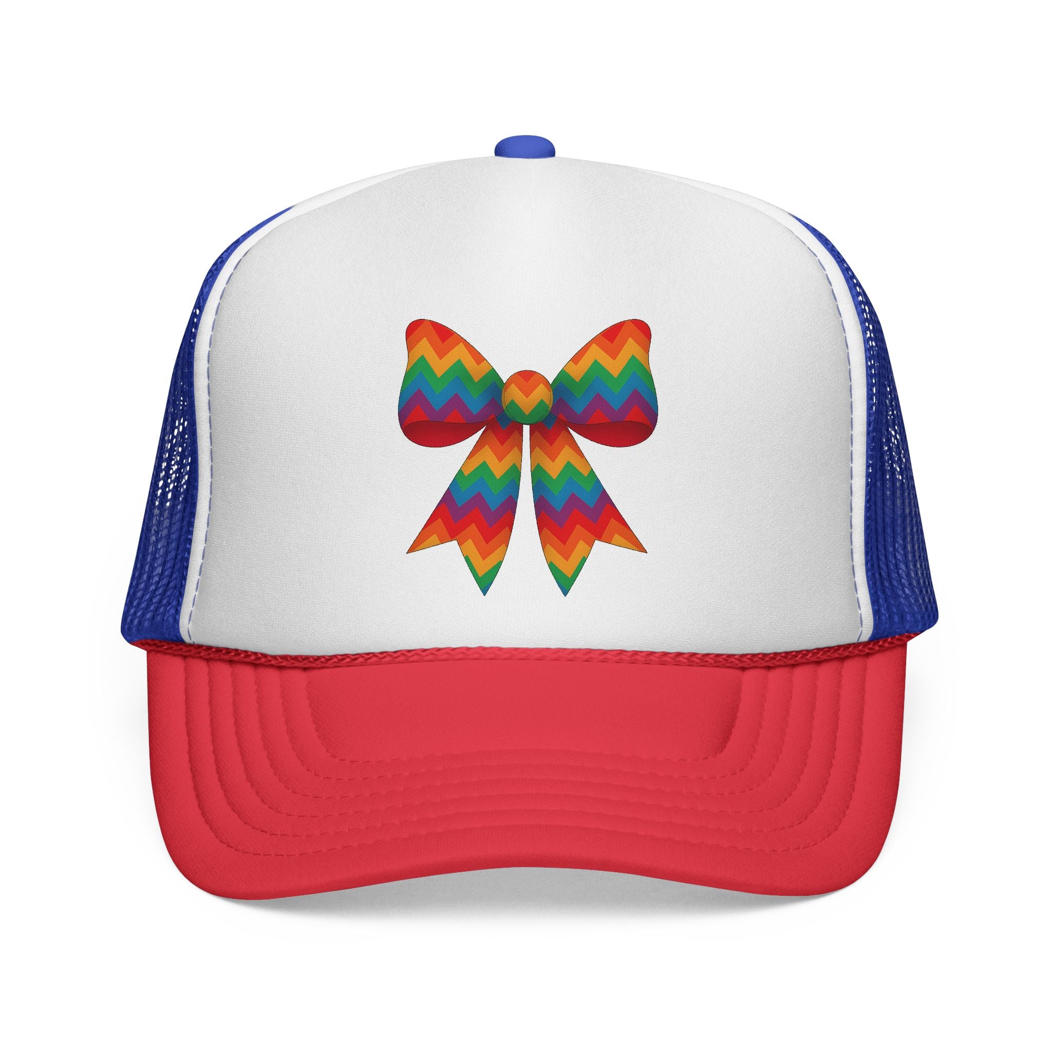 Charming Bow Trucker Cap | Cute Accessory for Everyday Wear, Gift for Birthdays, Cute Trucker Hat, Rainbow Bow Hat