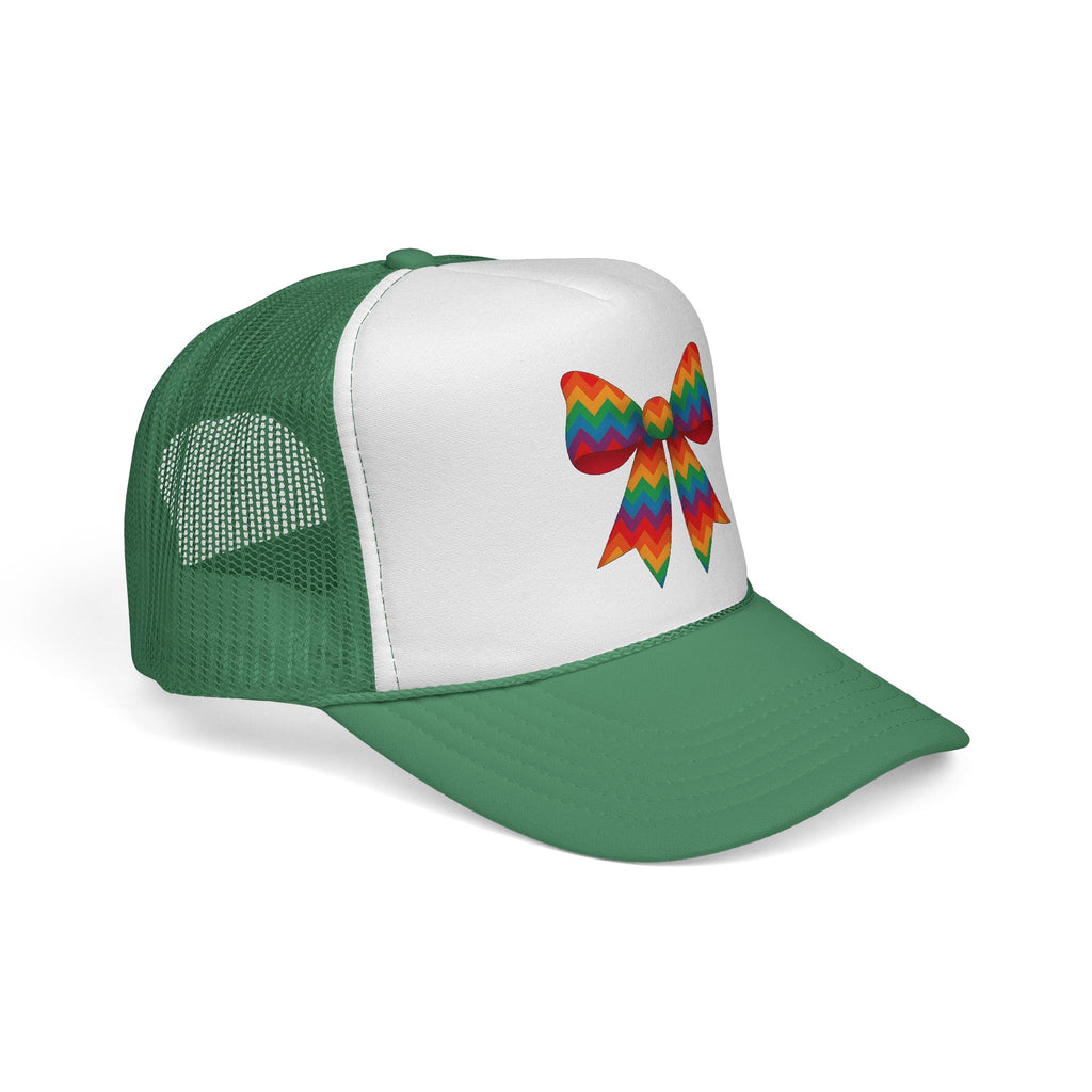 Charming Bow Trucker Cap | Cute Accessory for Everyday Wear, Gift for Birthdays, Cute Trucker Hat, Rainbow Bow Hat