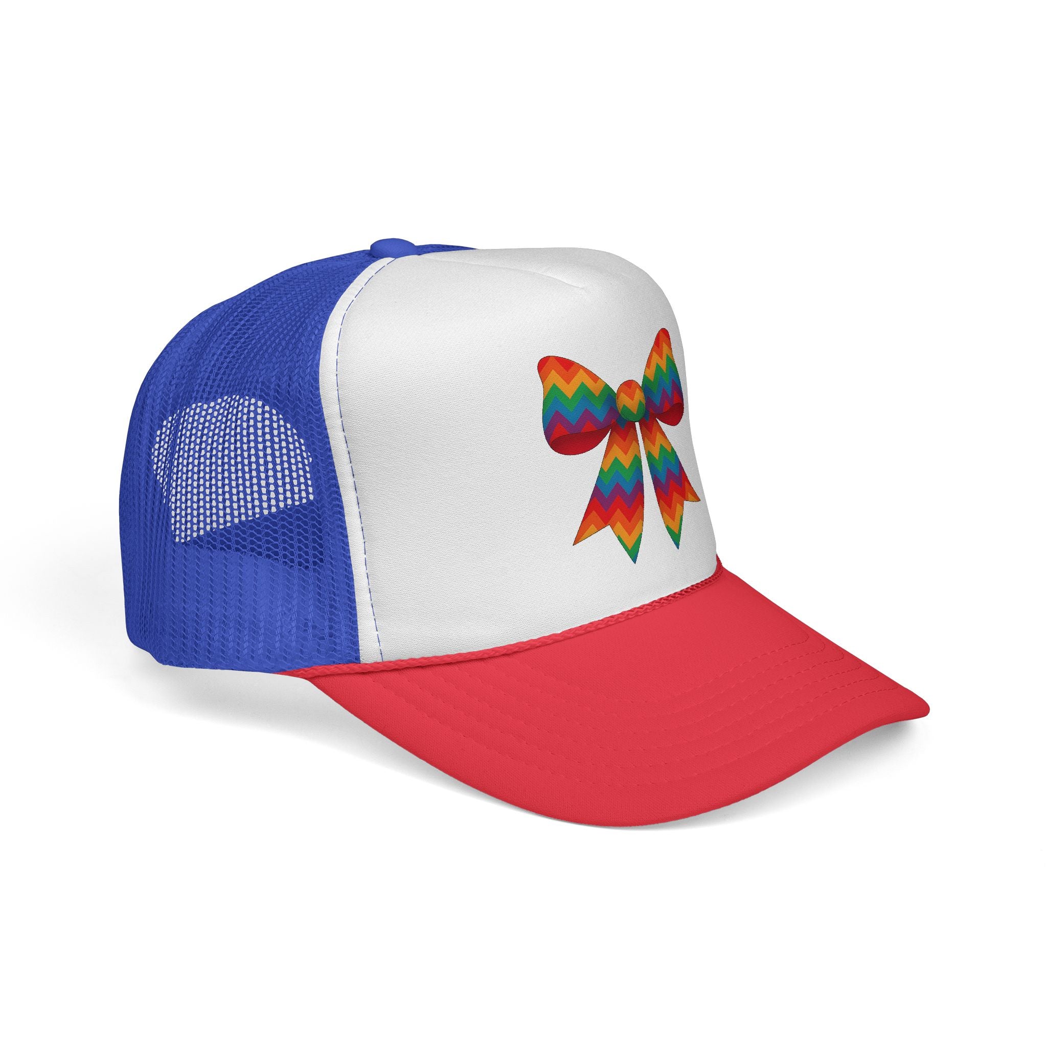 Charming Bow Trucker Cap | Cute Accessory for Everyday Wear, Gift for Birthdays, Cute Trucker Hat, Rainbow Bow Hat