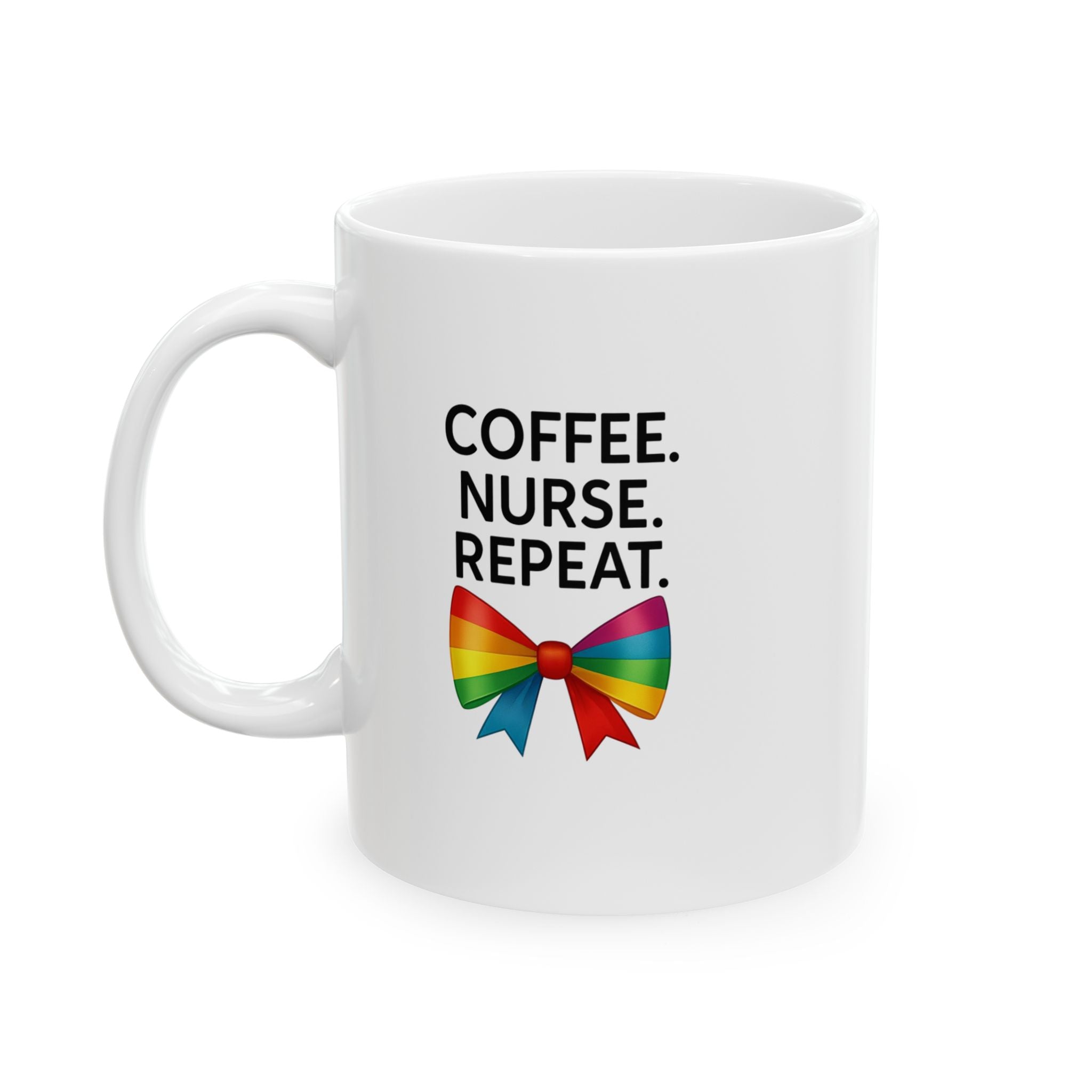 Bow Nurse Mug, Healthcare Provider Gift, Colorful Coffee Cup, Proud Nursing School Graduate, RN Appreciation Present, Medical Professional