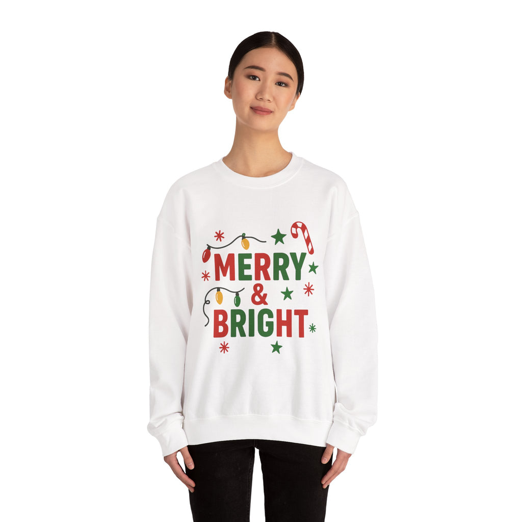 Merry & Bright Christmas Sweatshirt - Christmas Fashion, Cozy Gift, Christmas Apparel, Christmas Decor, Christmas Outfit,