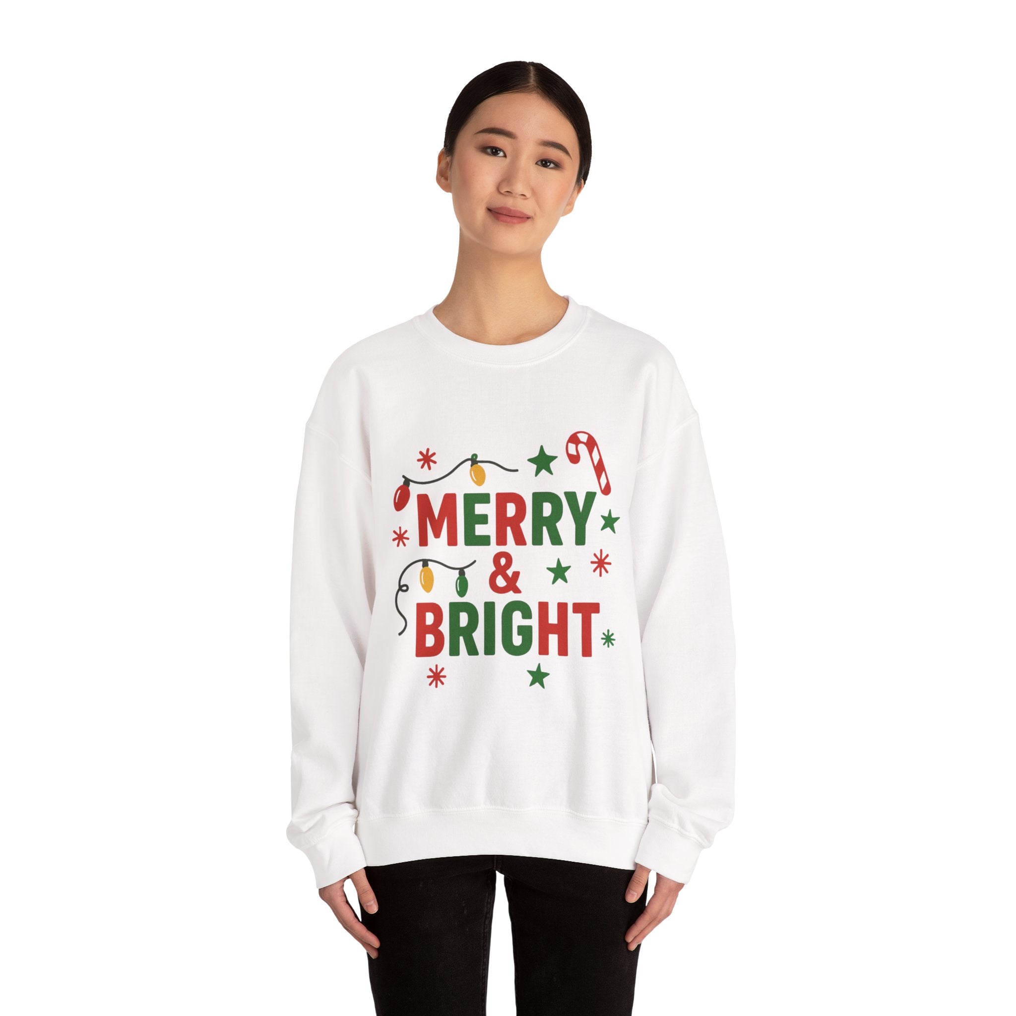 Merry & Bright Christmas Sweatshirt - Christmas Fashion, Cozy Gift, Christmas Apparel, Christmas Decor, Christmas Outfit,