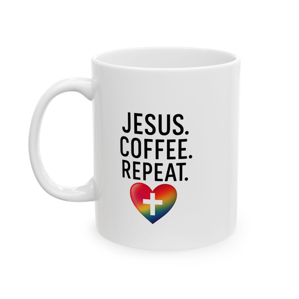 Jesus Coffee Mug, Christian Tea Cup, Catholic Drinkware, Inspirational Gift, Faithful Porcelain Mug