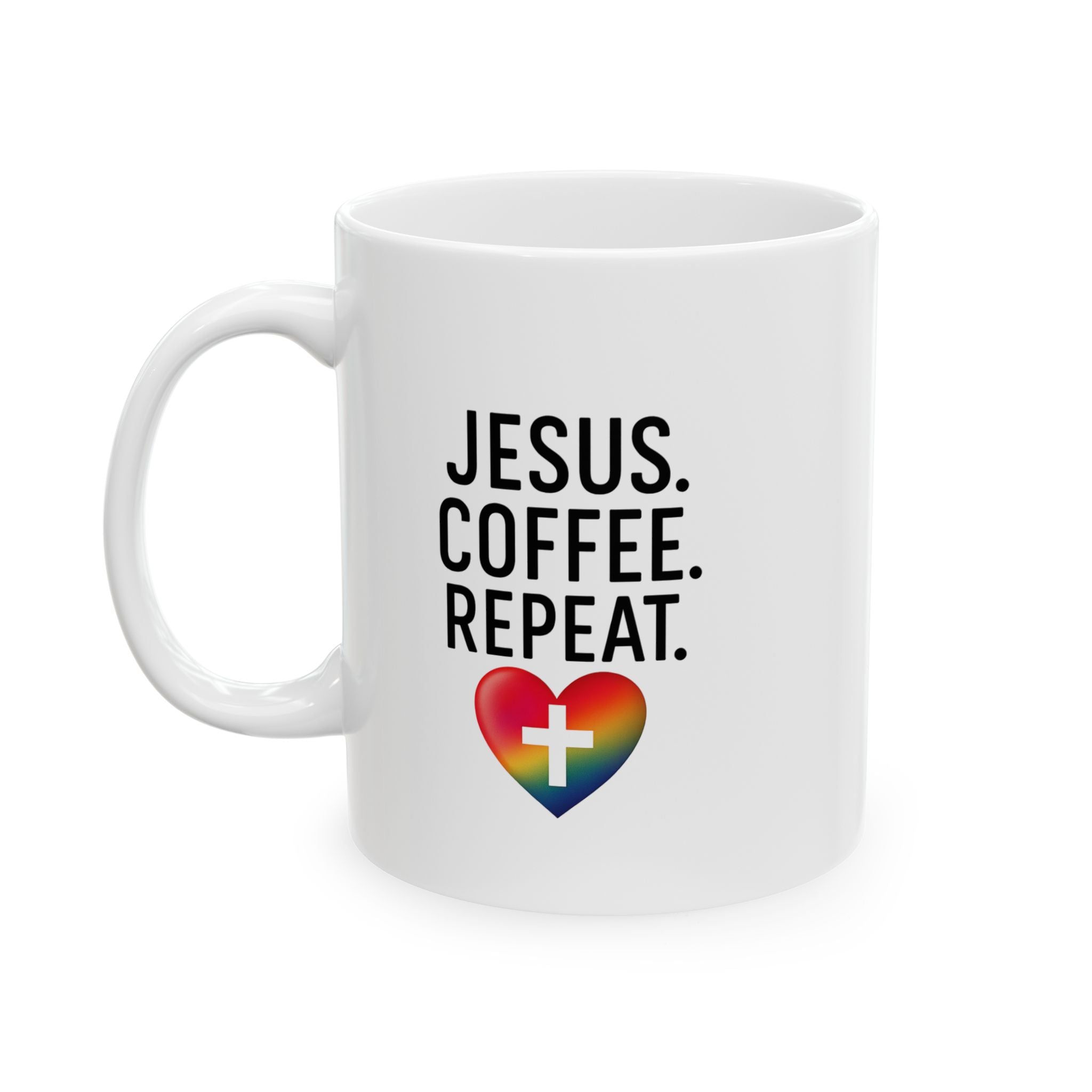 Jesus Coffee Mug, Christian Tea Cup, Catholic Drinkware, Inspirational Gift, Faithful Porcelain Mug