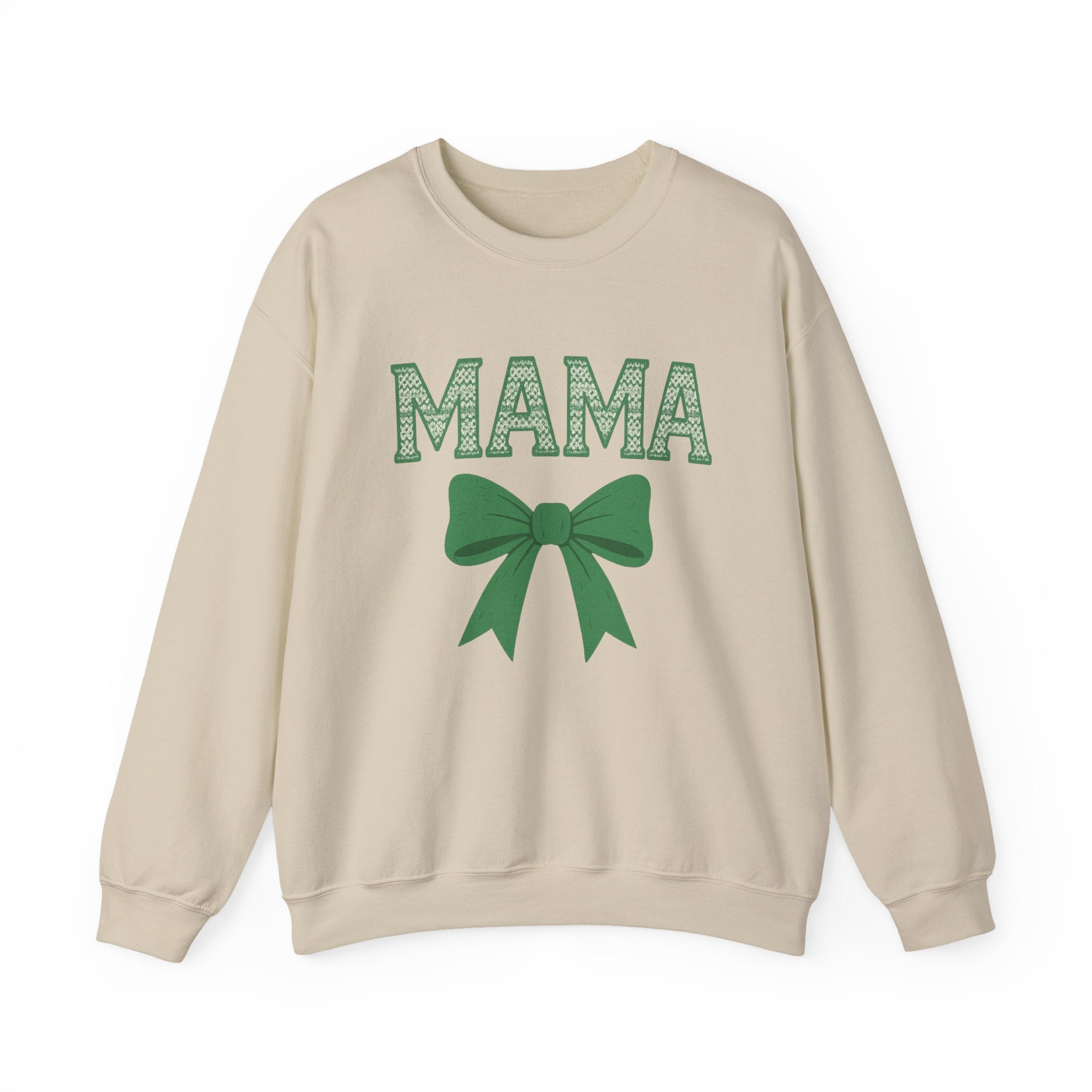 MAMA Christmas Bow Sweatshirt - Christmas Fashion, Cozy Gift, Christmas Apparel, Christmas Decor, Christmas Outfit,