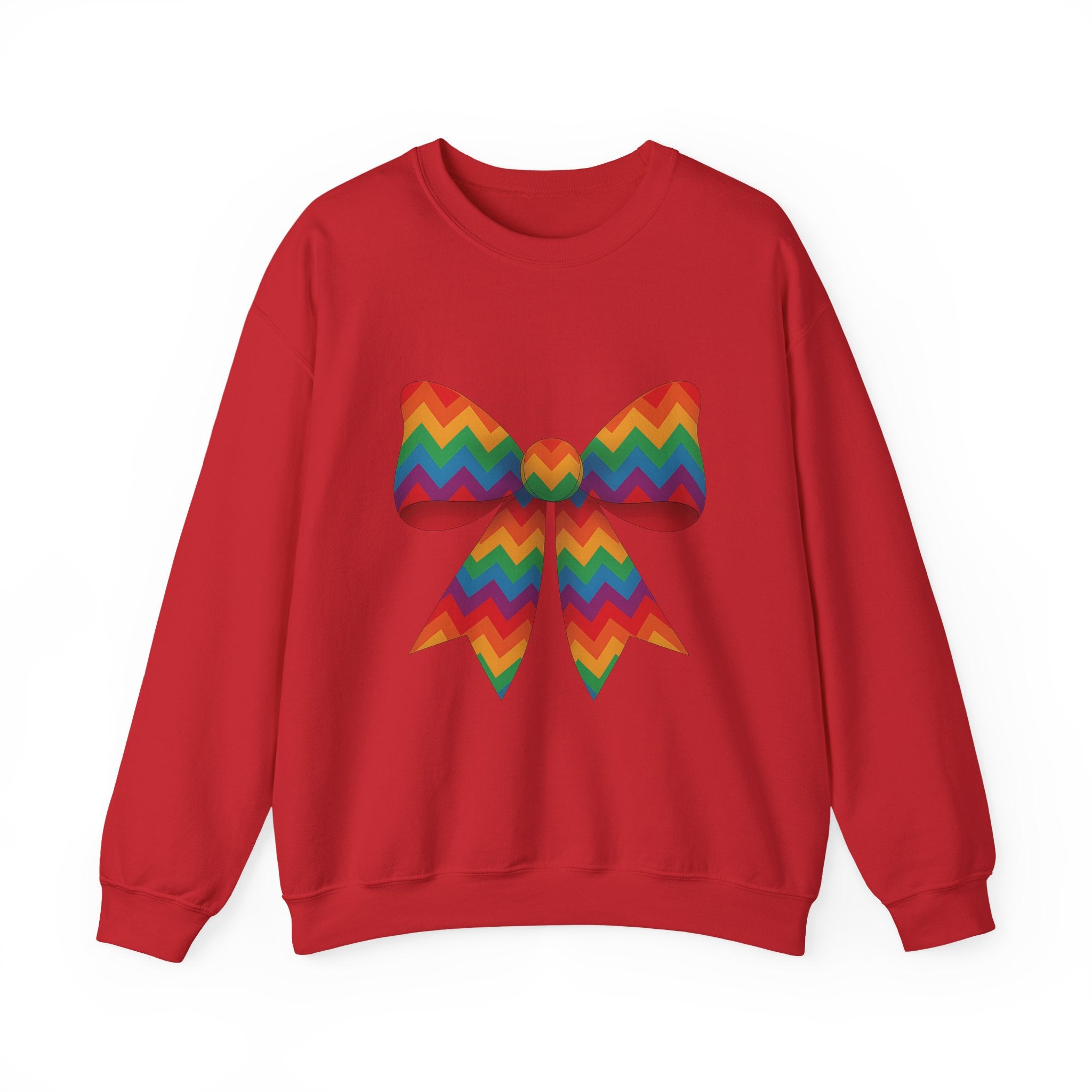Rainbow Chevron Bow Sweatshirt for Girls, Cute Unisex Crewneck, Birthday Gift, Bow Sweatshirt,