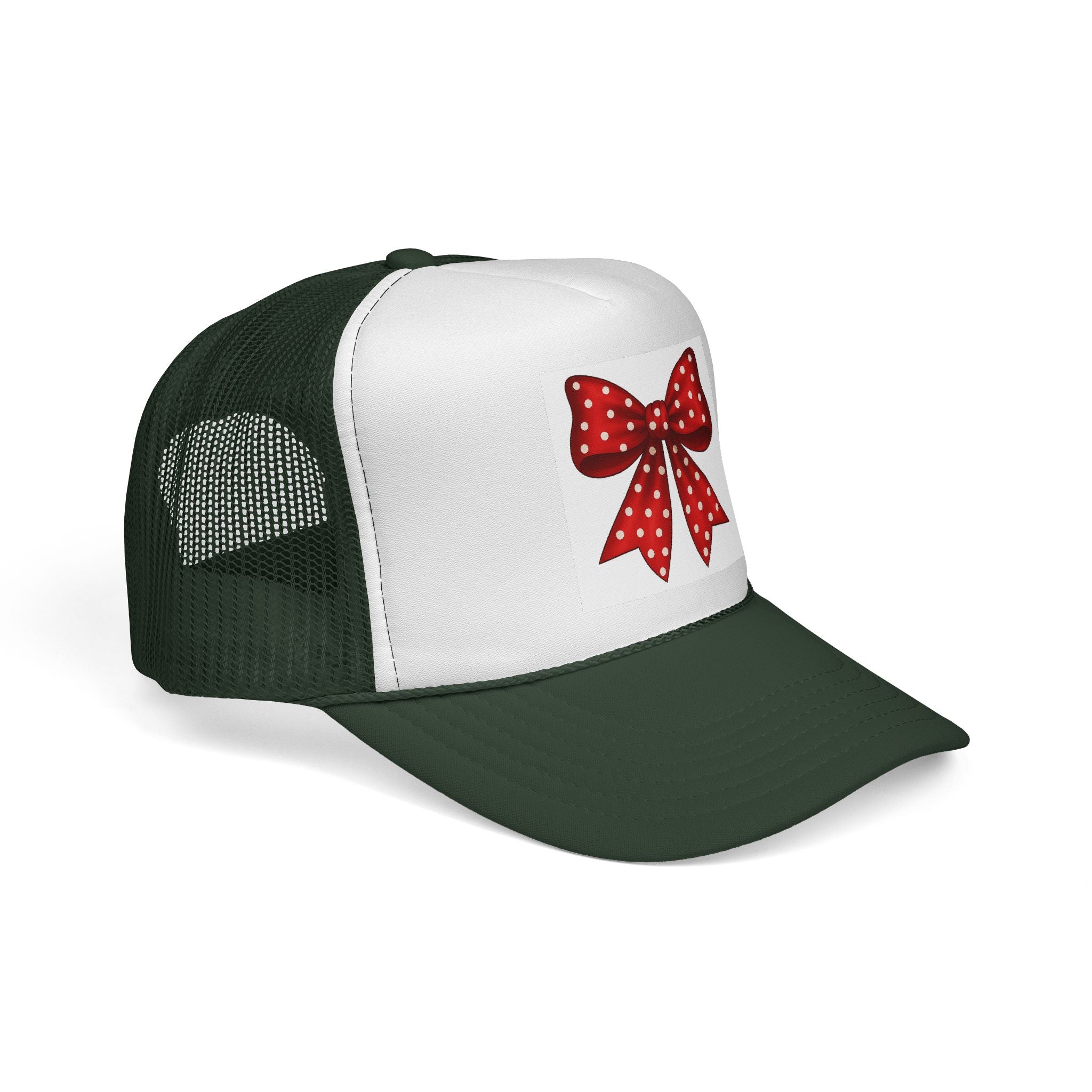 Red Polka Dot Bow Trucker Cap | Cute Accessory for Everyday Wear, Gift for Birthdays, Christmas Hat, Cute Trucker Hat, Rainbow Bow Hat