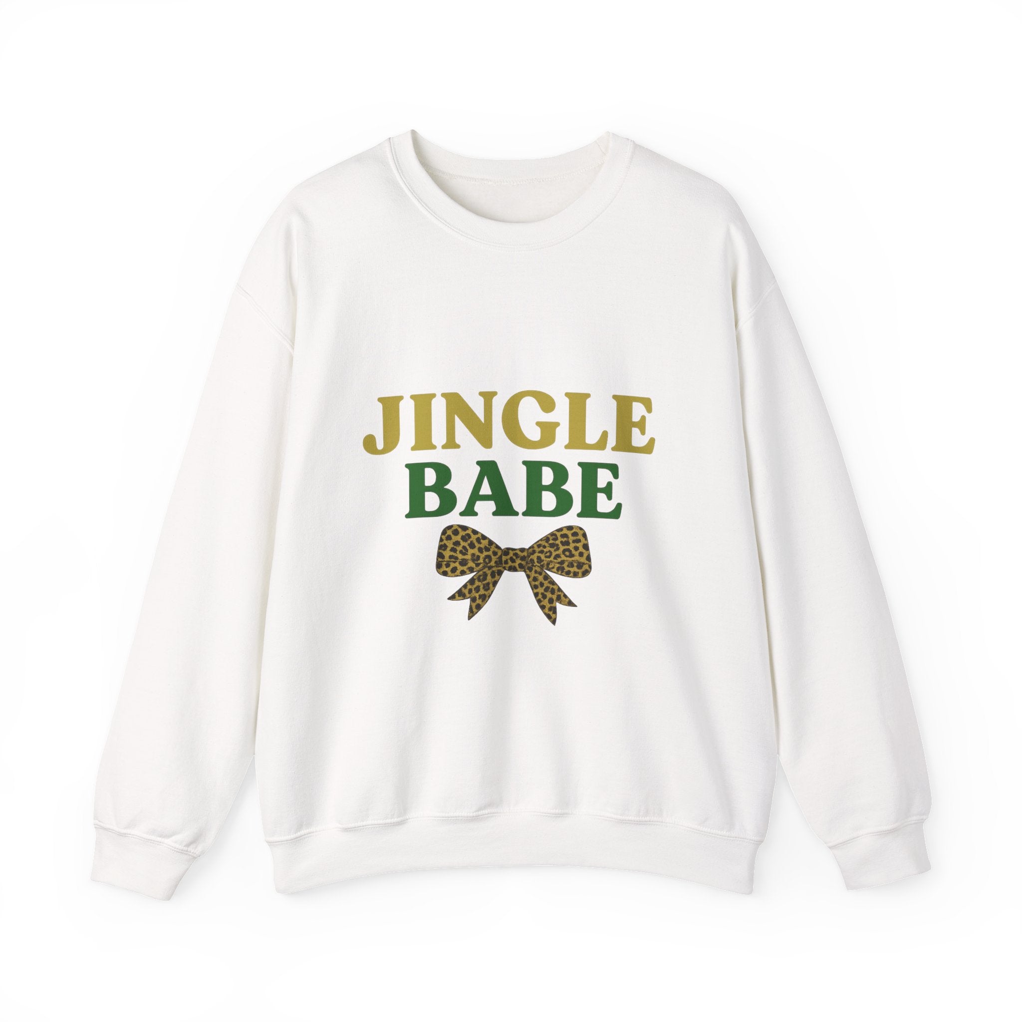 Jingle Babe Christmas Sweatshirt - Christmas Fashion, Cozy Gift, Christmas Apparel, Christmas Decor, Christmas Outfit, Leopard Bow