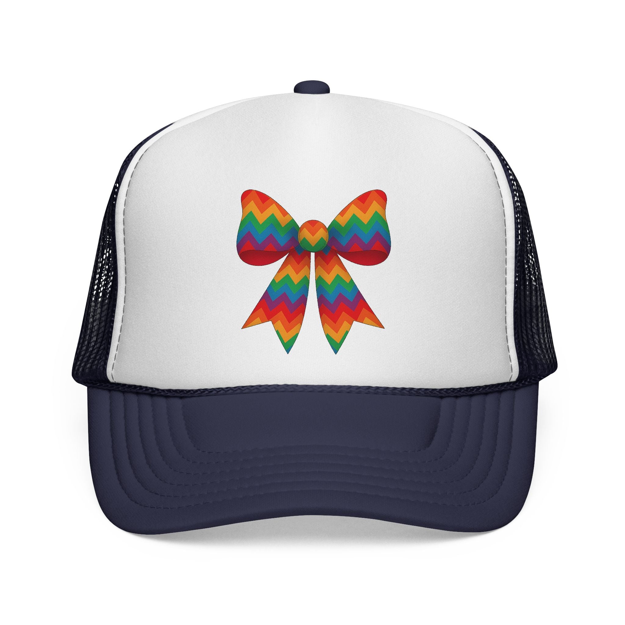 Charming Bow Trucker Cap | Cute Accessory for Everyday Wear, Gift for Birthdays, Cute Trucker Hat, Rainbow Bow Hat