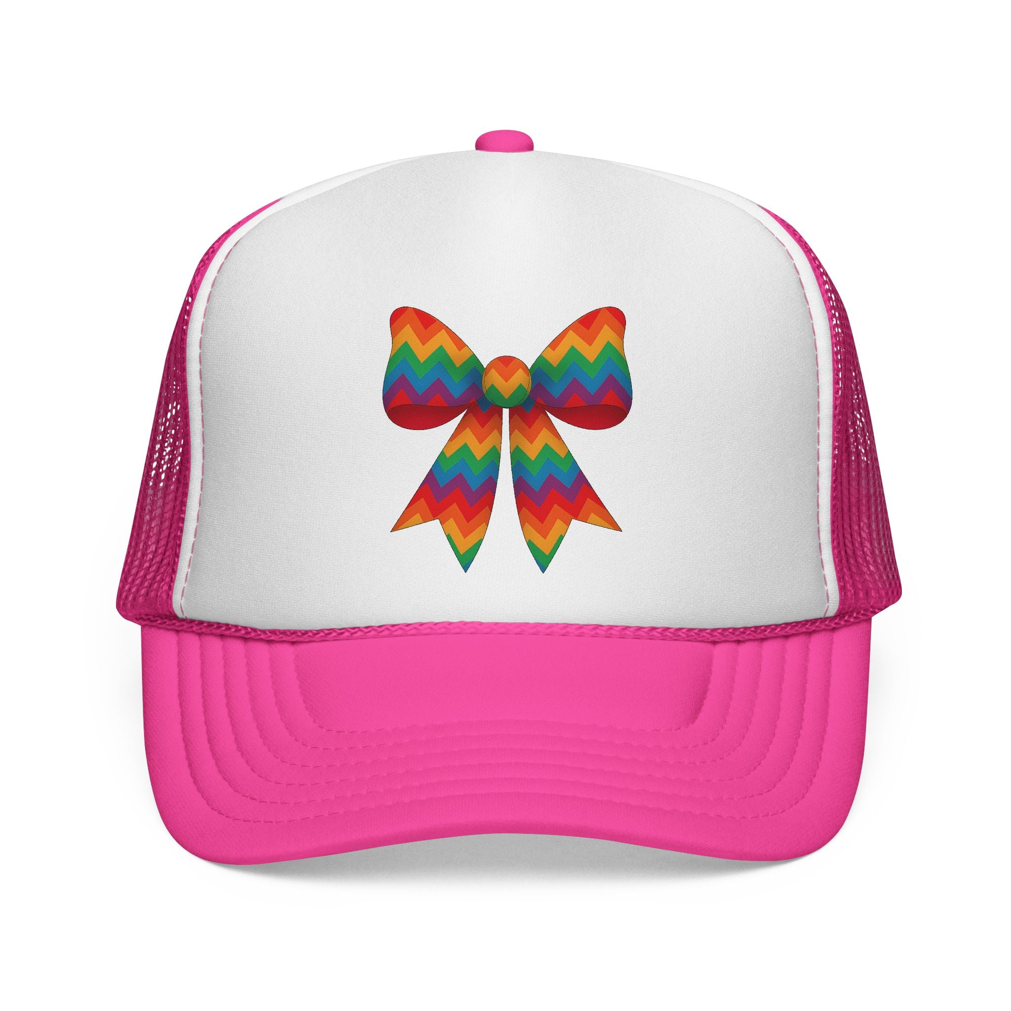 Charming Bow Trucker Cap | Cute Accessory for Everyday Wear, Gift for Birthdays, Cute Trucker Hat, Rainbow Bow Hat