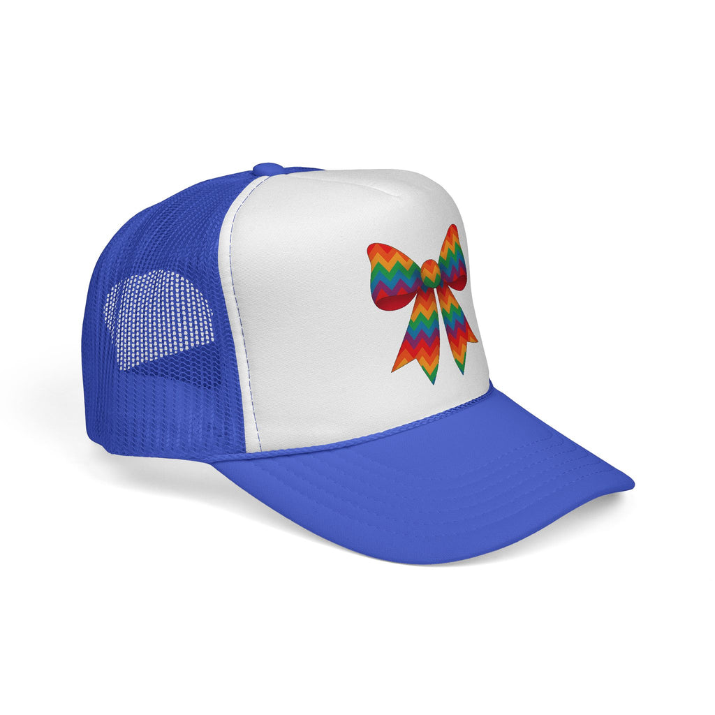 Charming Bow Trucker Cap | Cute Accessory for Everyday Wear, Gift for Birthdays, Cute Trucker Hat, Rainbow Bow Hat