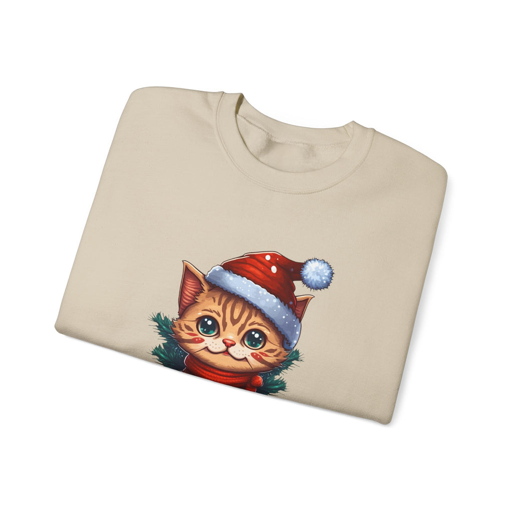 Meowy Cat Christmas Crewneck Sweatshirt - Christmas Fashion, Cozy Gift,Cat Apparel, Christmas Decor, Christmas Outfit