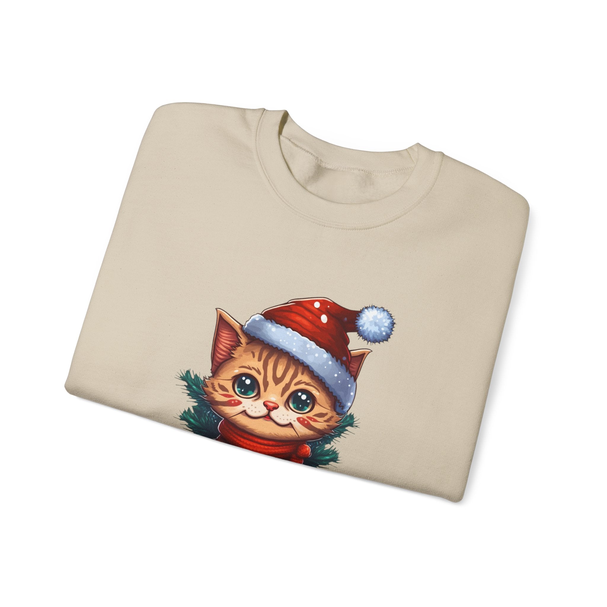 Meowy Cat Christmas Crewneck Sweatshirt - Christmas Fashion, Cozy Gift,Cat Apparel, Christmas Decor, Christmas Outfit