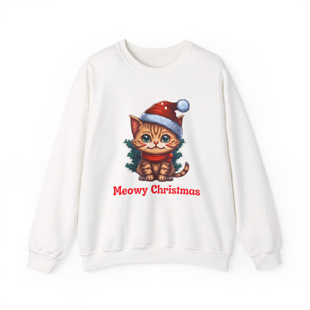 Meowy Cat Christmas Crewneck Sweatshirt - Christmas Fashion, Cozy Gift,Cat Apparel, Christmas Decor, Christmas Outfit