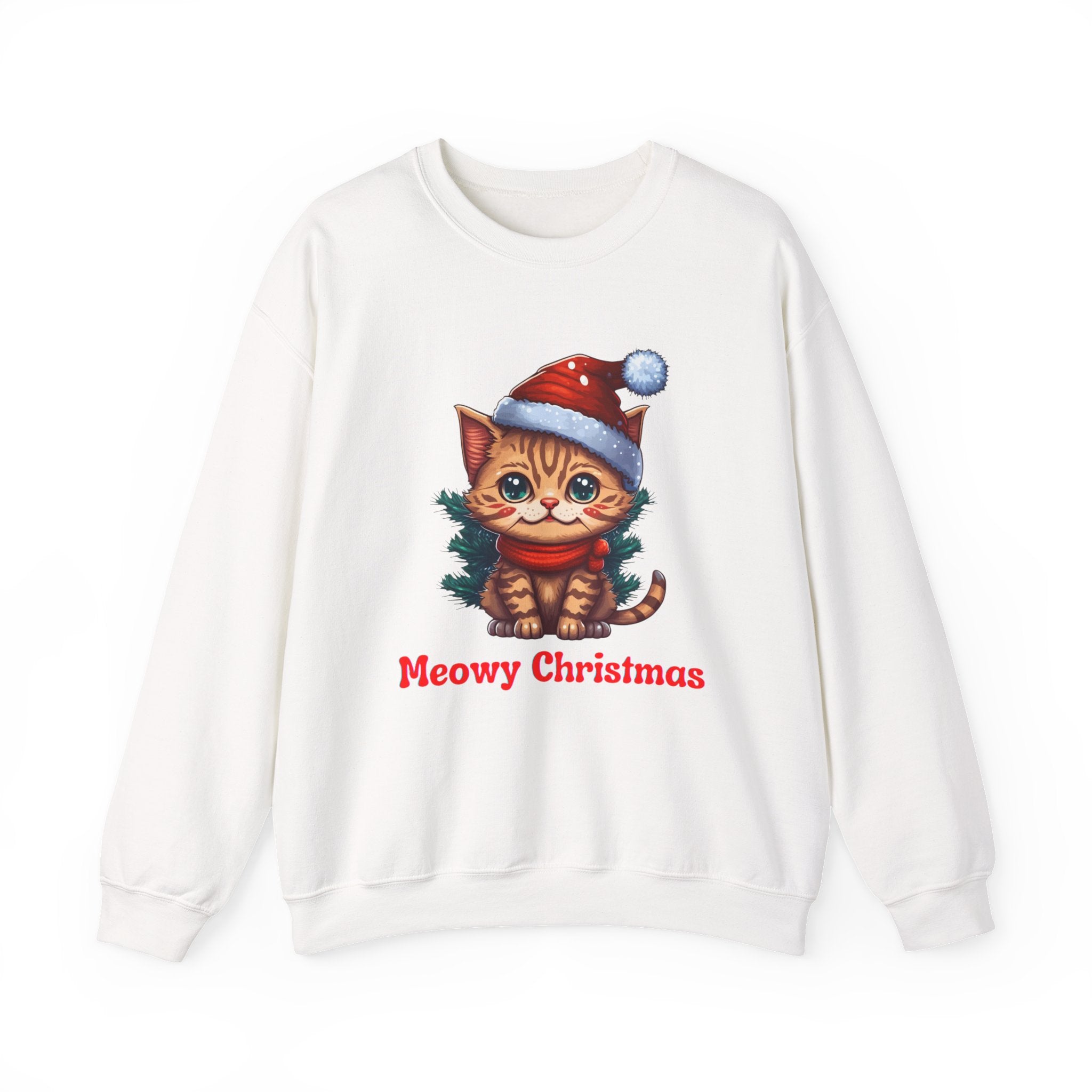 Meowy Cat Christmas Crewneck Sweatshirt - Christmas Fashion, Cozy Gift,Cat Apparel, Christmas Decor, Christmas Outfit