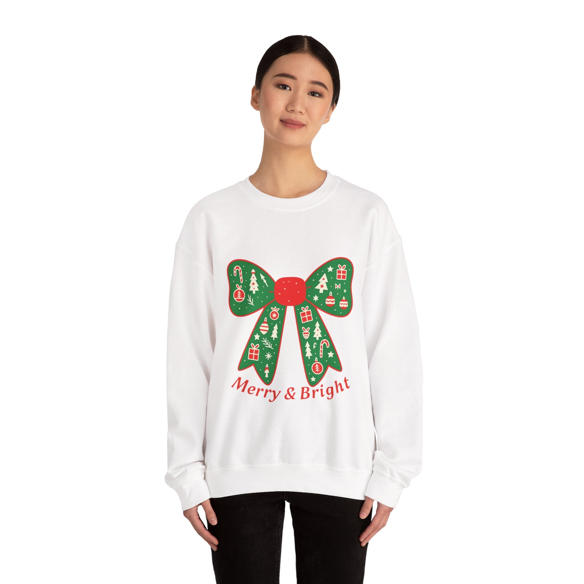 Christmas Bow Sweater, Cute Unisex Crewneck, Christmas Gift, Bow Sweatshirt