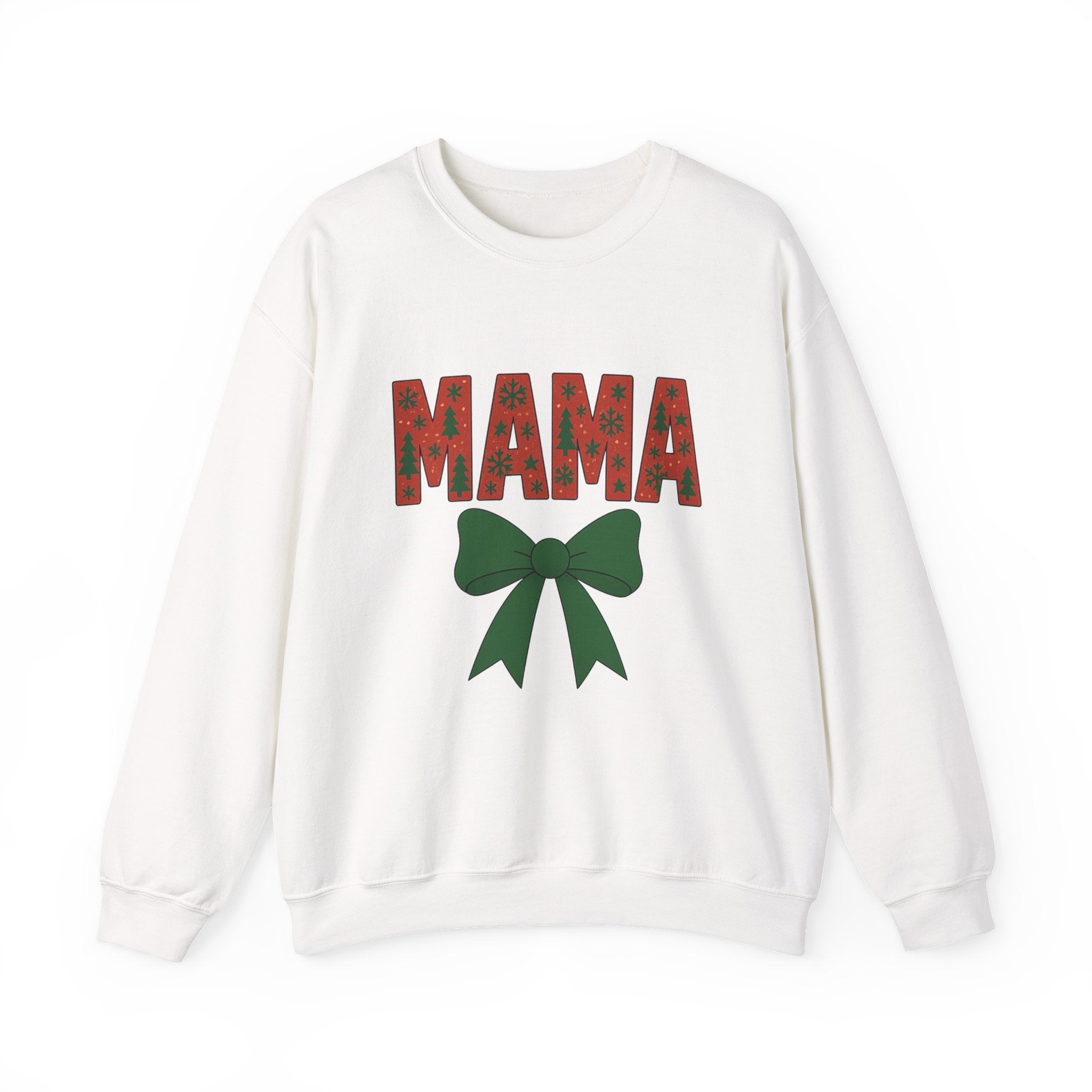 MAMA Christmas Bow Sweatshirt - Christmas Fashion, Cozy Gift, Christmas Apparel, Christmas Decor, Christmas Outfit,