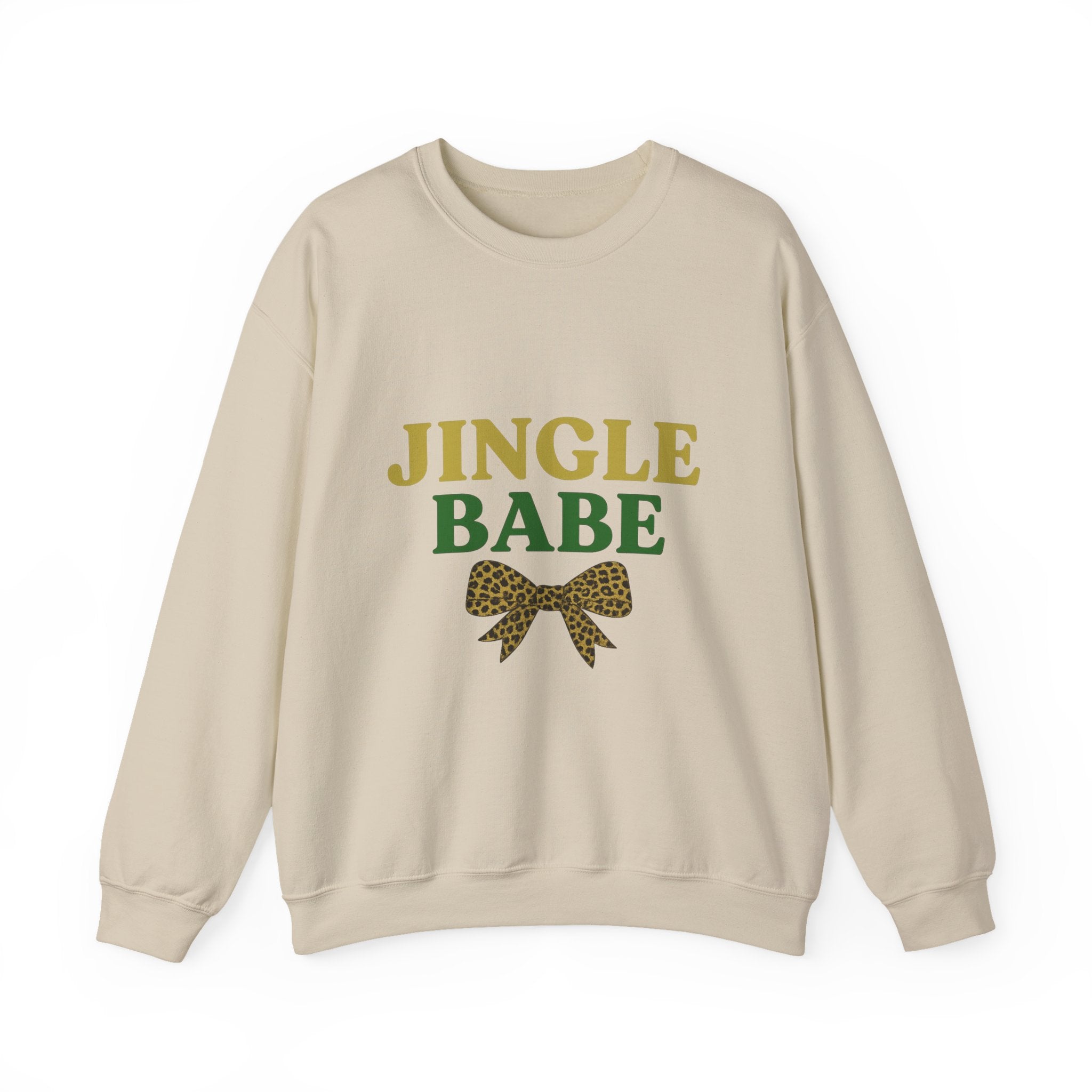 Jingle Babe Christmas Sweatshirt - Christmas Fashion, Cozy Gift, Christmas Apparel, Christmas Decor, Christmas Outfit, Leopard Bow