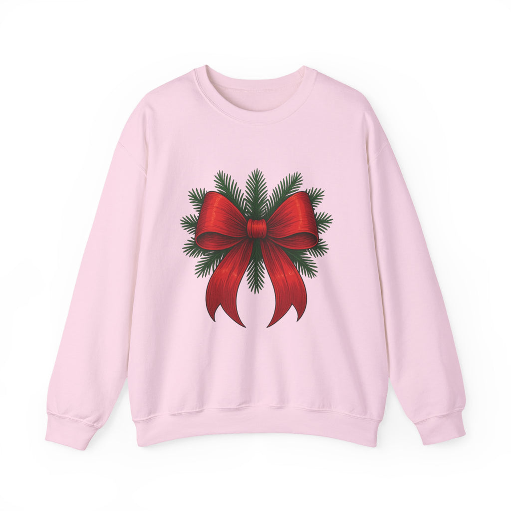 Red Christmas Bow Sweater, Cute Unisex Crewneck, Christmas Gift, Bow Sweatshirt, Holiday Sweatshirt