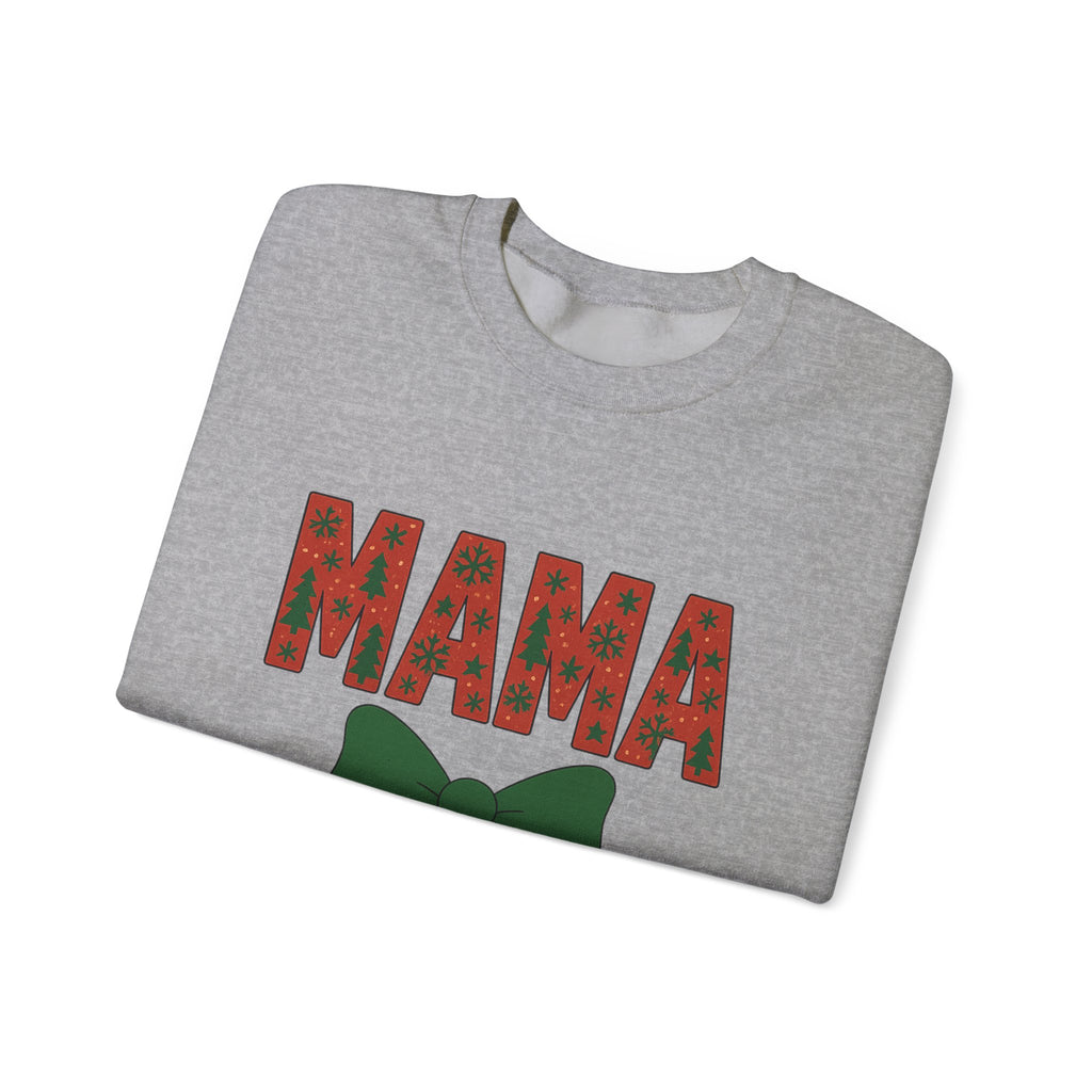 MAMA Christmas Bow Sweatshirt - Christmas Fashion, Cozy Gift, Christmas Apparel, Christmas Decor, Christmas Outfit,