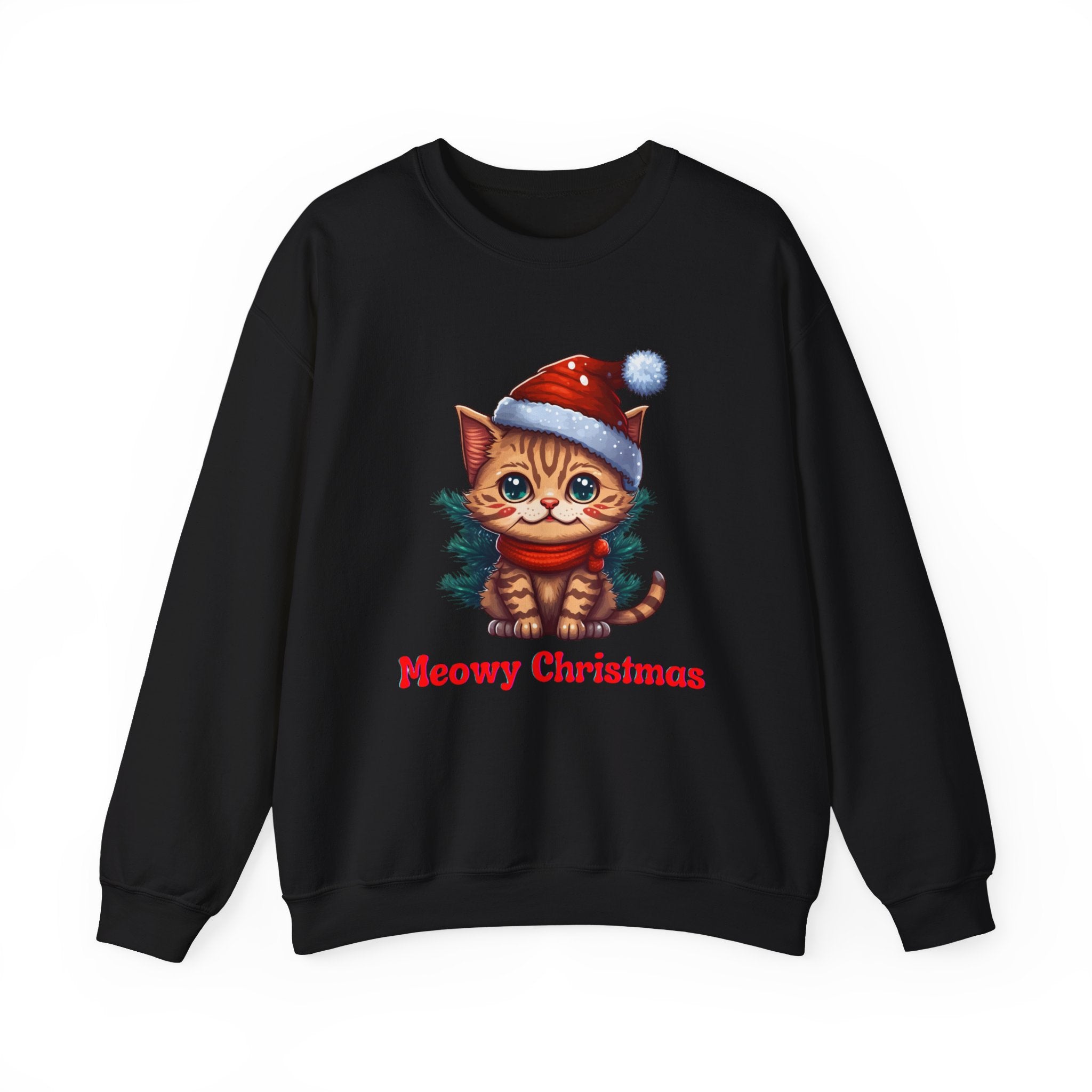 Meowy Cat Christmas Crewneck Sweatshirt - Christmas Fashion, Cozy Gift,Cat Apparel, Christmas Decor, Christmas Outfit