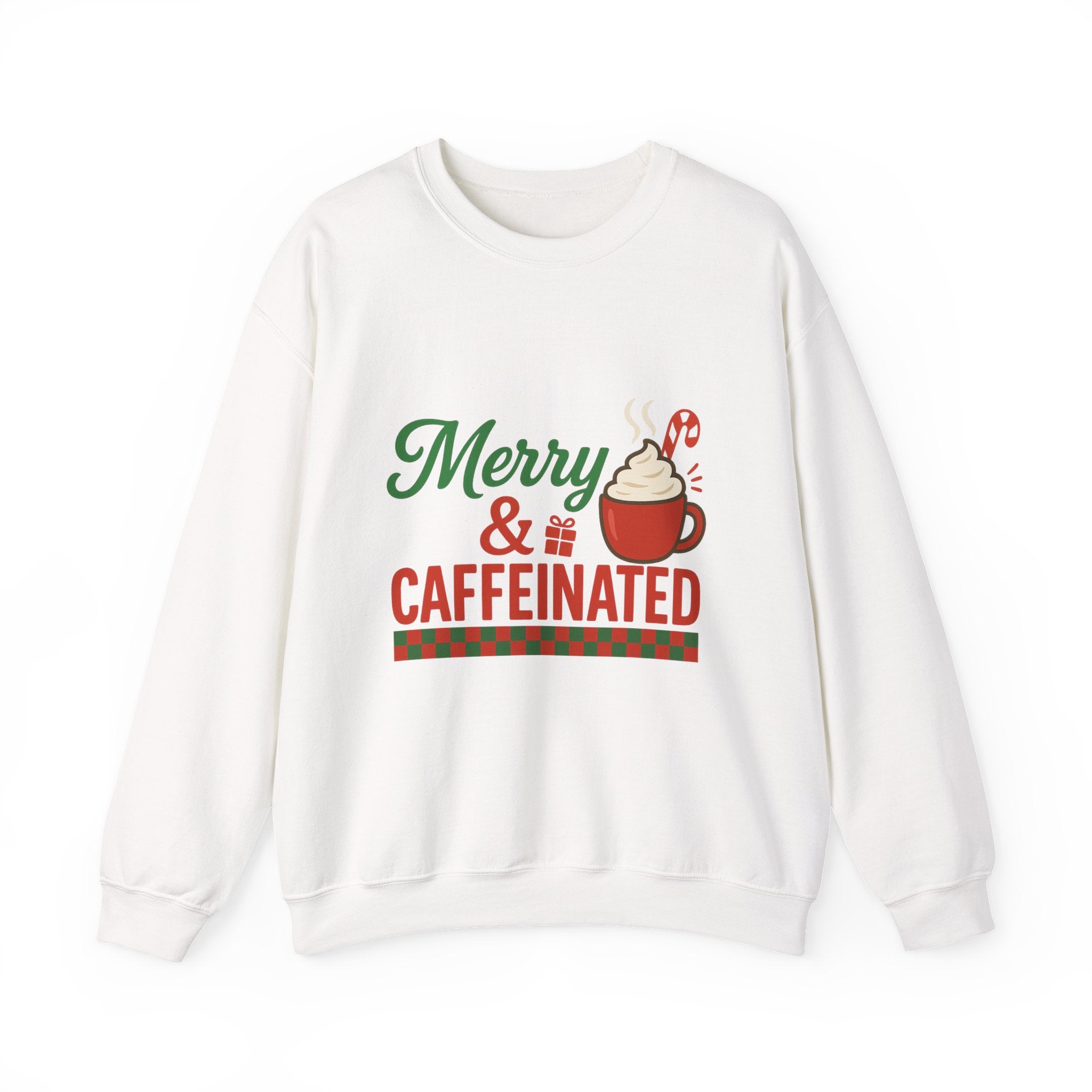 Merry & Caffeinated Christmas Sweatshirt - Christmas Fashion, Cozy Gift, Christmas Apparel, Christmas Decor, Christmas Outfit,