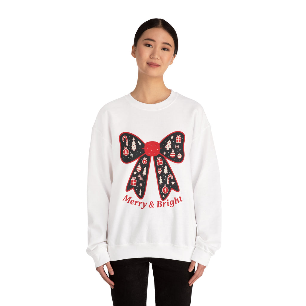 Christmas Bow Sweater, Cute Unisex Crewneck, Christmas Gift, Bow Sweatshirt
