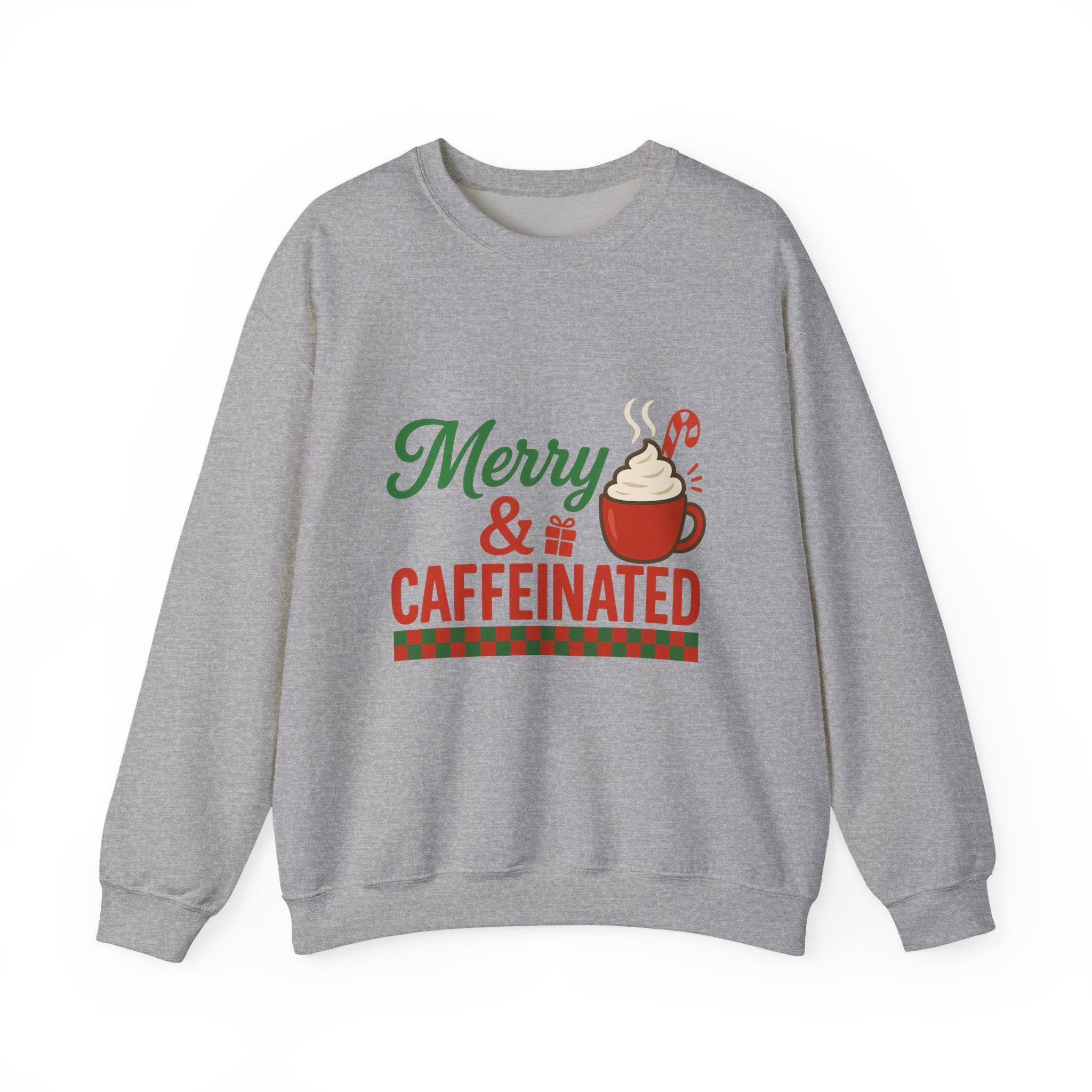 Merry & Caffeinated Christmas Sweatshirt - Christmas Fashion, Cozy Gift, Christmas Apparel, Christmas Decor, Christmas Outfit,